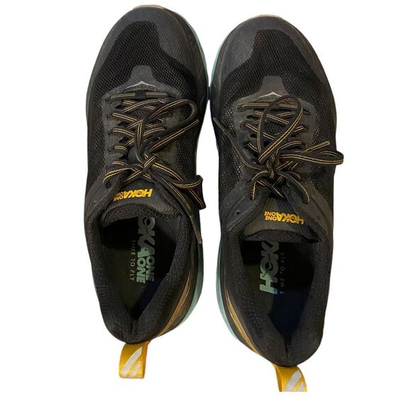 HOKA One One Challenger 5 Black Trail Running Shoes with Mint Sole Athletic Shoe - Picture 1 of 5